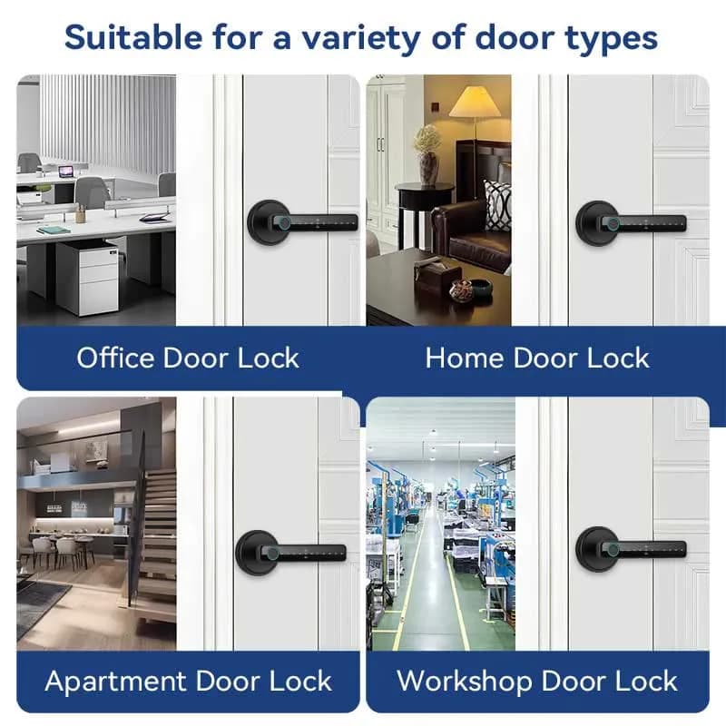 Tuya قفل باب ذكي ببصمة الإصبع، مفتاح بطاقة، لوحة مفاتيح، قفل إلكتروني، 9 لغات، تشغيل صوتي - 2