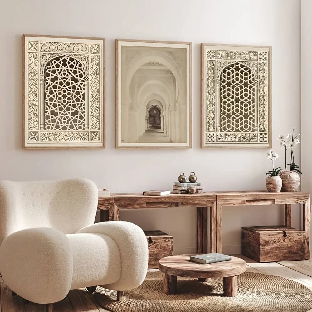 3pcs Frameless Islamic Calligraphy Wall,Canvas Prints with Spiritual Patterns,Arabic Art Design,Perfect Holiday Gifts,Wall Decor