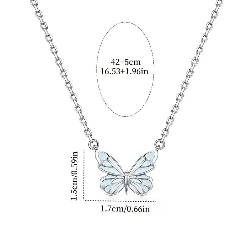 2025 New Butterfly Lamp Necklace Female Simple Light Luxury Fashion New Blue Luminous Butterfly Clavicle Chain Female Party Gift - 6