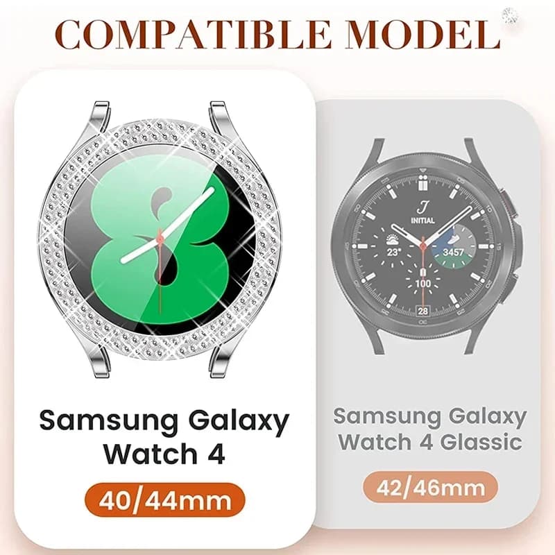 غطاء ماسي لامع لساعات Samsung Galaxy Watch 7 6 5 4، غطاء واقي شفاف 40 مم و44 مم - 5