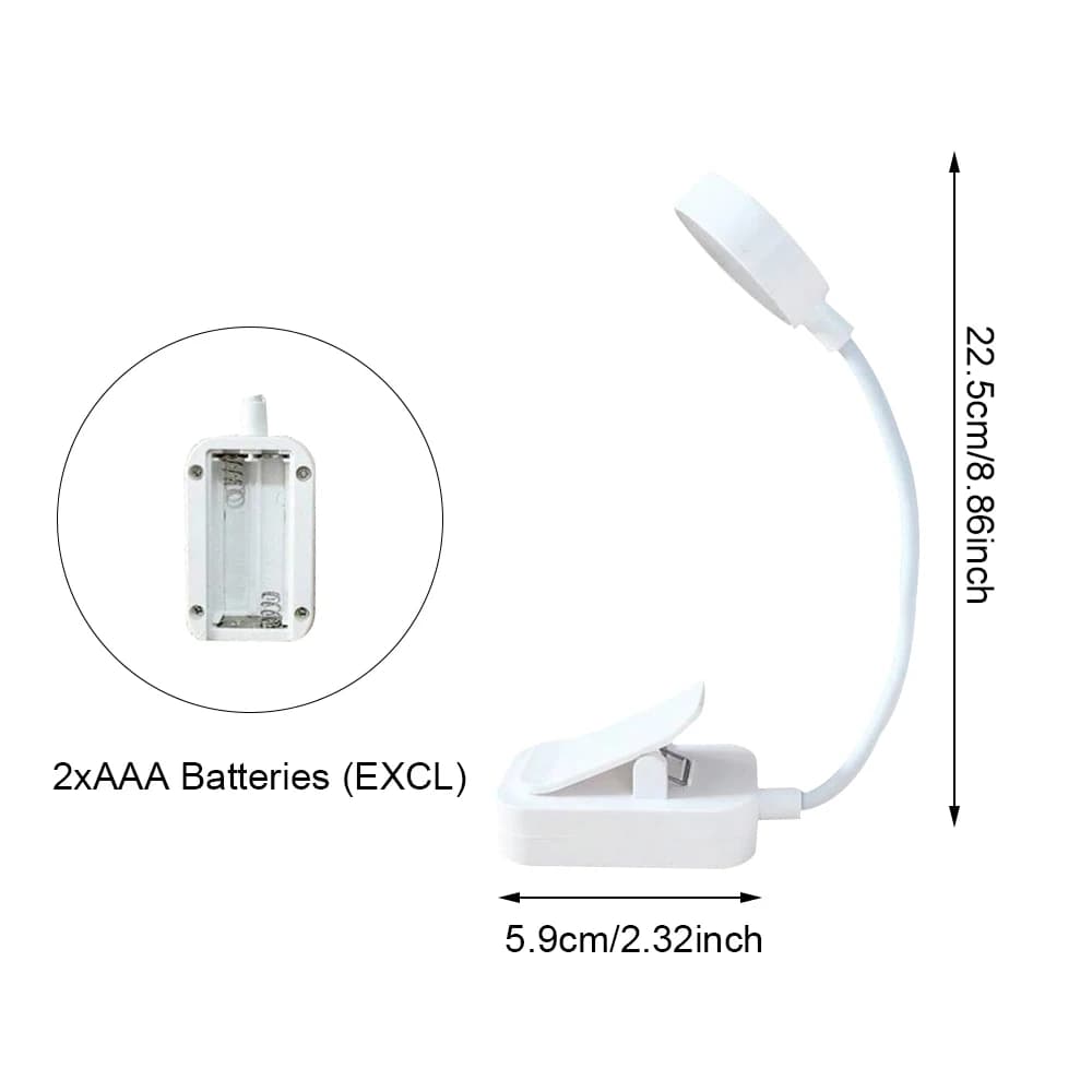 مصباح قراءة محمول مع مشبك، يعمل بالبطارية، 3 ألوان، حماية للعين، قابل لتعتيم بلا مراحل، مصباح مكتب صغير - 4