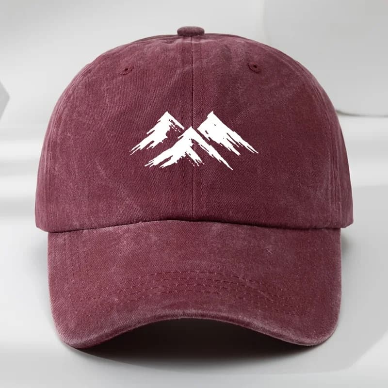Interesting baseball cap, mountain print, outdoor men's casual sports, breathable duckbill cap, washed retro sun hat - 4