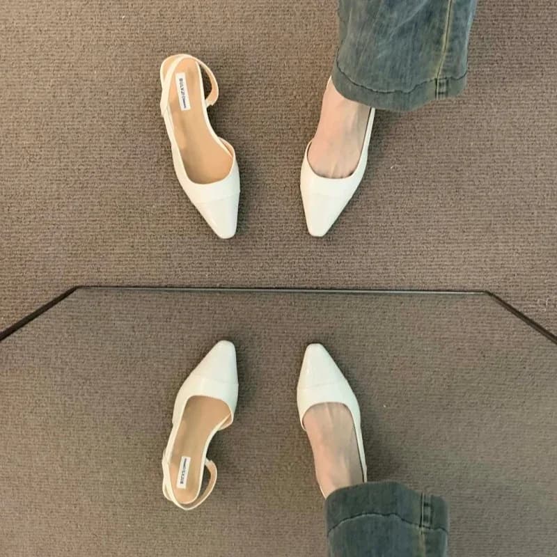 Brand luxury designer fashion PU leather design ladies summer new style pointed toe low heel women sandals non-slip flat shoes - 2