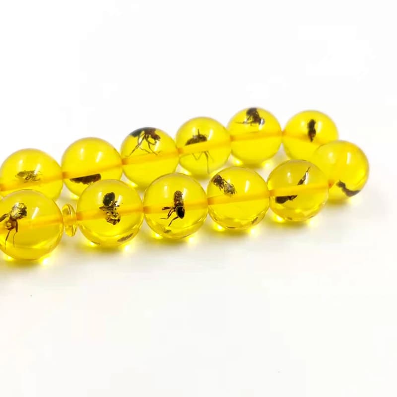 Tasbih Big Size Real insect Resin yellow Bracelets arabic Fashion 33 prayer beads Gold accessories Turkey Misbaha - 4