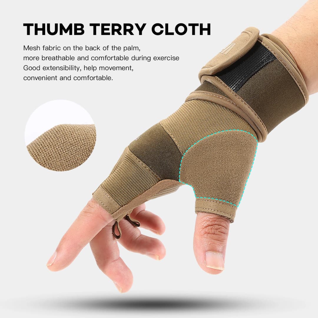 قفازات رياضية نصف إصبع لرفع الأثقال، قفازات لياقة بدنية مضادة للانزلاق مع دعم للمعصم، تمرين كروسفيت - 4