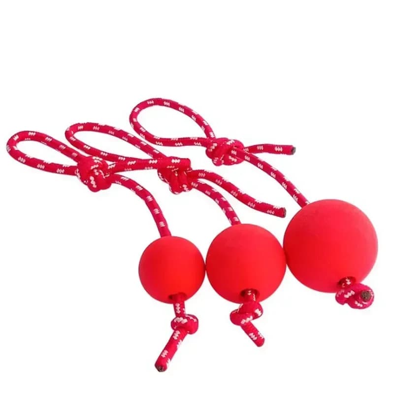 Dual Use Solid Rubber Dog Ball Toy Durable Dog Chew Toy For Outdoor Agility Training High Bounce Tough Dog with Rope - 3