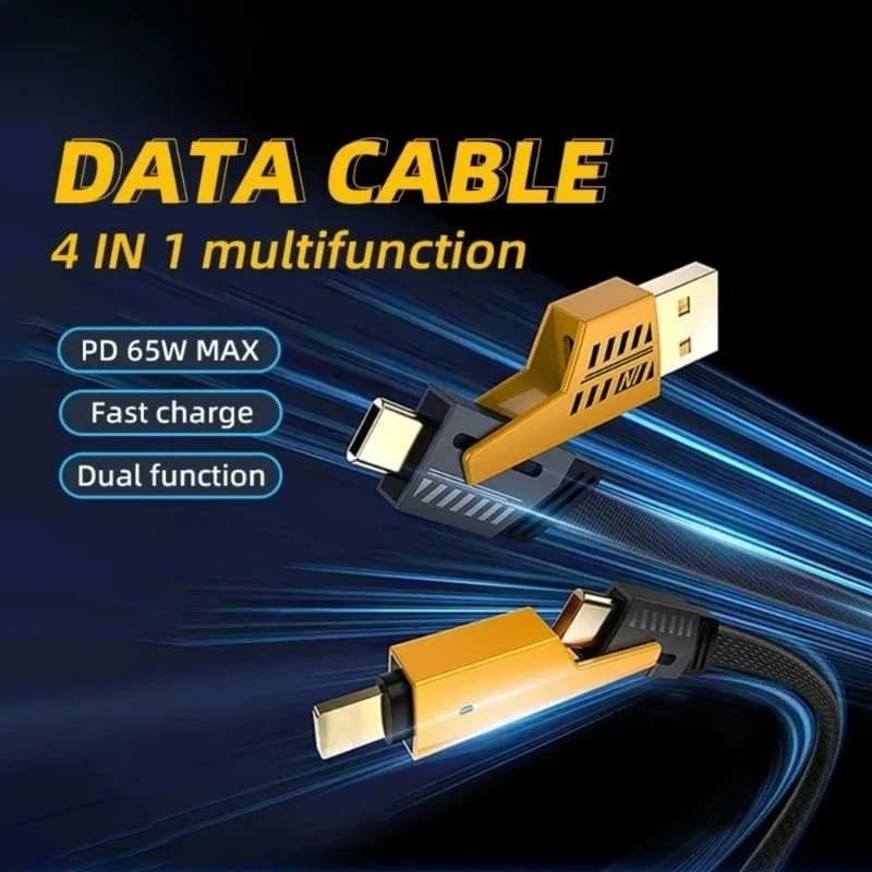 4in1 Nylon Braided USB Type C Fast Charging Cable 65W PD Data Cord for Laptop