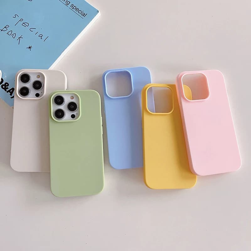 غطاء فاخر ناعم من السيليكون بألوان الحلوى، مناسب لهواتف iPhone 16 و15 و14 و13 و12 Pro Max Plus Mini 16+، غطاء رقيق جداً غير لامع بقشرة مطفية - 2