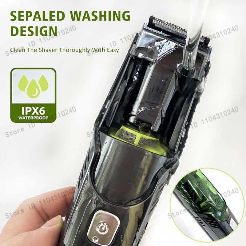 Cordless Men Beard Trimmer Rechargeable Electric Shaver with 20 Trim Built-in Vacuum Clipper for Mustache Sideburns Grooming Kit - 4