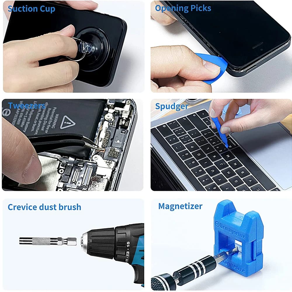 مجموعة مفكات دقيقة WOZOBUY 115/122/138 في 1 مغناطيسية - مجموعة أدوات مفكات احترافية، عدة إصلاح أجهزة الكمبيوتر، أجهزة إصلاح - 5