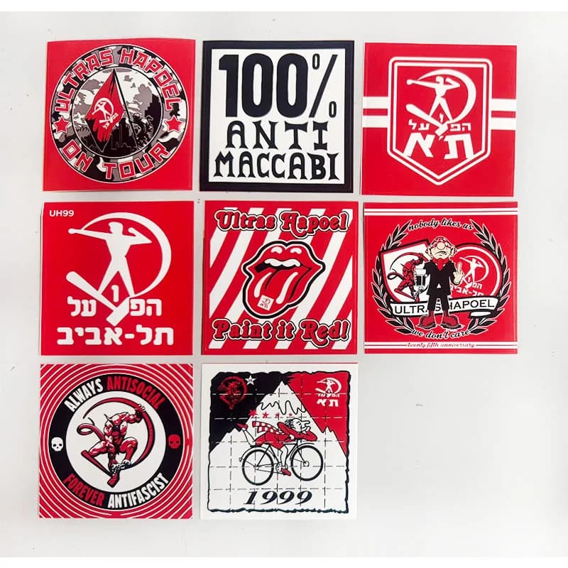 9*9cm Hapoel Tel Aviv FC Ultras Hapoel On Tour 100% Anti Maccabi Decoration Stikers for Bag Cup Wall Fridge