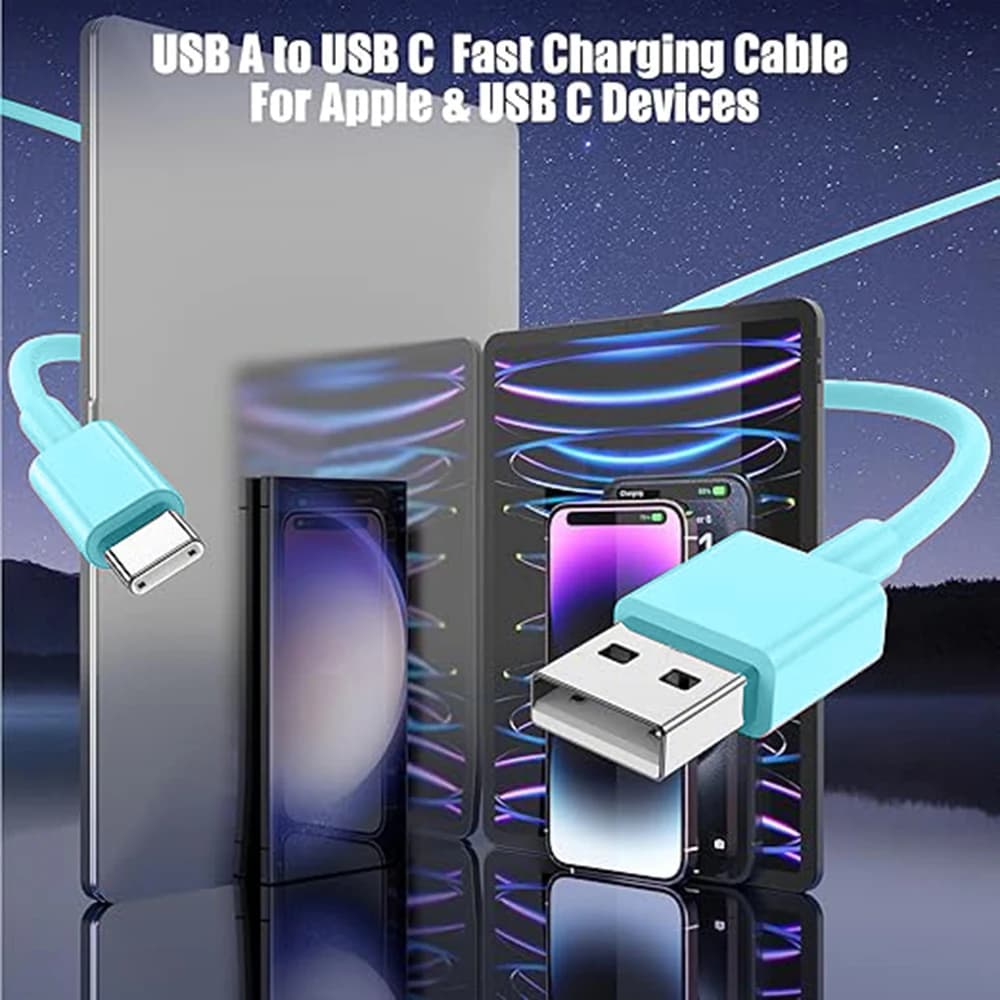 كابل USB A إلى النوع C متعدد الألوان لمزامنة التاريخ شحن سريع لهاتف Samsung Huawei Xiaomi Android Type-c خط شحن الهاتف المحمول - 6