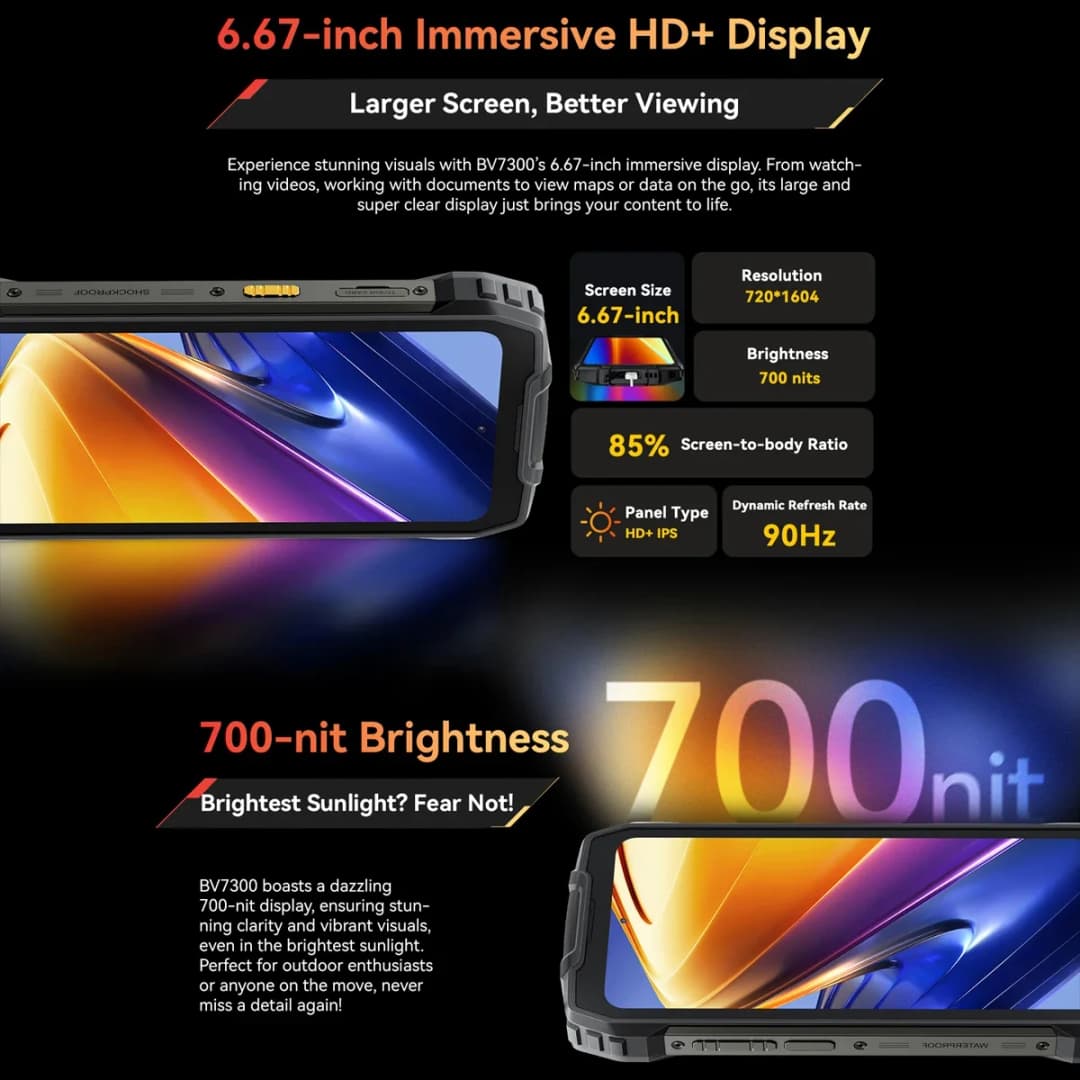 Blackview BV7300 Rugged Phone 18GB(6+12) 256GB Dual Camping Lights Call Phone Helio G81 Octa Core 15000mAh Smartphone Android 14 - 2