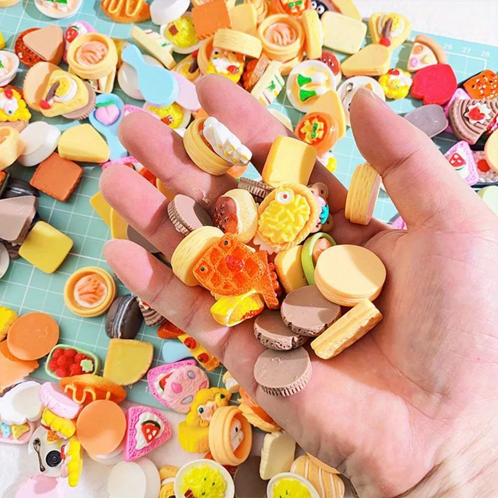 25/50/80Pcs Mini Food Toys Pretend Play Miniature Food for Dollhouse Kitchen Game Party Accessories Mini Play Resin Food Toys - 5