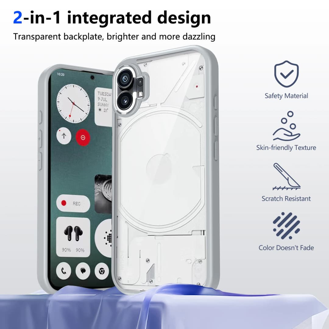 Nothing Phone One A063 Case Air Cushion Shockproof Silicone Bumper Clear Matte Back Cover Hard Phone Case for Nothing Phone 1 5G - 2