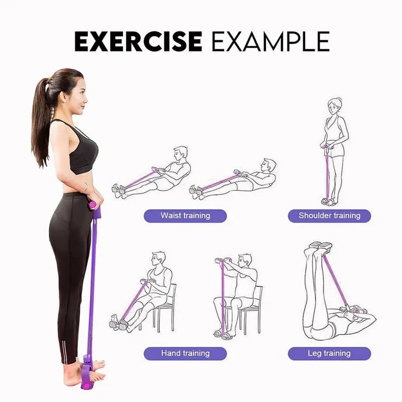 Multifunction Tension Rope 4-Tube Elastic Yoga Pedal Puller Resistance Band Tension Rope for Leg Stretching Slimming Training - 3