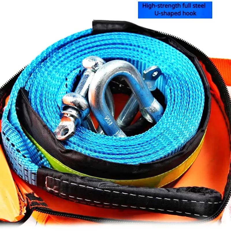 5m 8Tons Heavy Duty Car Tow Rope Auto Emergency Safety Towing Rope Cable Wire With Hooks High Strength Nylon For Car Emergency - 5