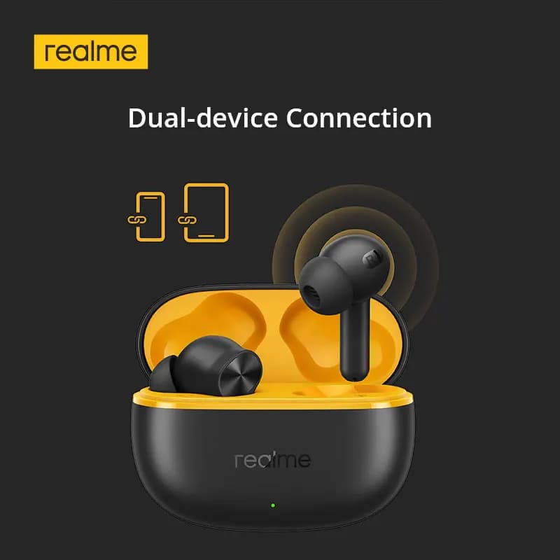 سماعات realme Buds T200 Lite TWS، مشغل باس ديناميكي 12.4 ملم، حتى 48 ساعة من التشغيل، إلغاء ضوضاء عميق بالذكاء الاصطناعي، بلوتوث 5.4 - 6