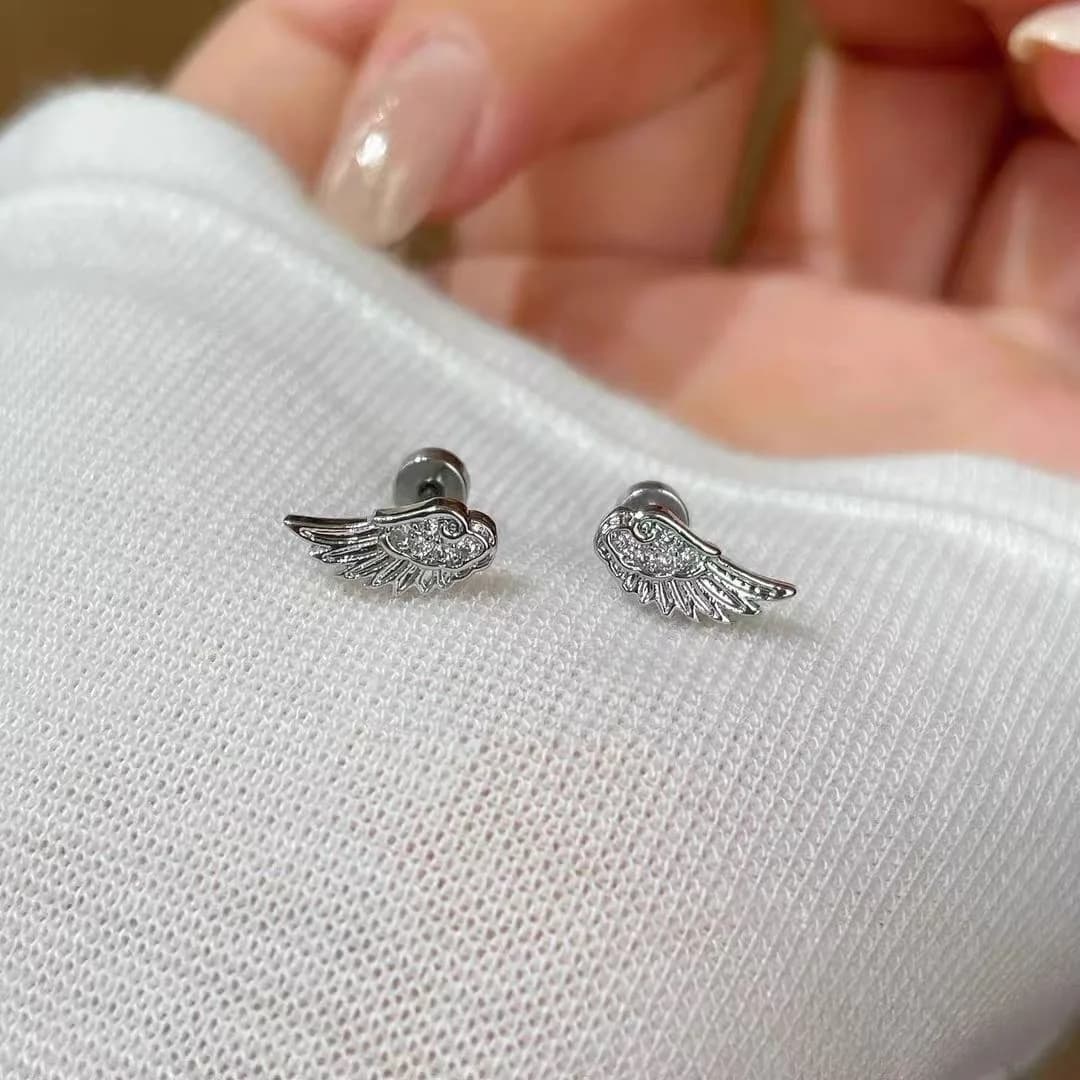 A Pair Vintage Couples Creative Angel Wings Stud Earrings Women Punk Studs Birthday Jewelry Gift - 5