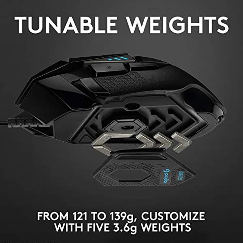 Logitech G502 HERO High Performance Wired Gaming Mouse, HERO 25K Sensor, 25,600 DPI, RGB, Adjustable Weights, 11 Buttons PC/Mac - 4