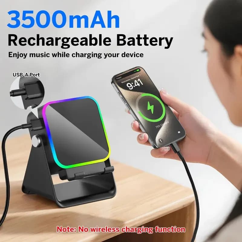 NEW 5 In 1 Auto-induction Wireless Induction Speaker 8 Mode RGB Light Phone Stand Surround Sound Portable Bluetooth Phone Holder - 4