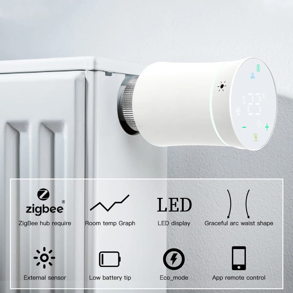 مويس تيا زيغبي3.0 صمام مشغل رادياتير جديد ترموستات ذكي قابل للبرمجة للتحكم في درجة الحرارة مع التحكم الصوتي لأليكسا - 2