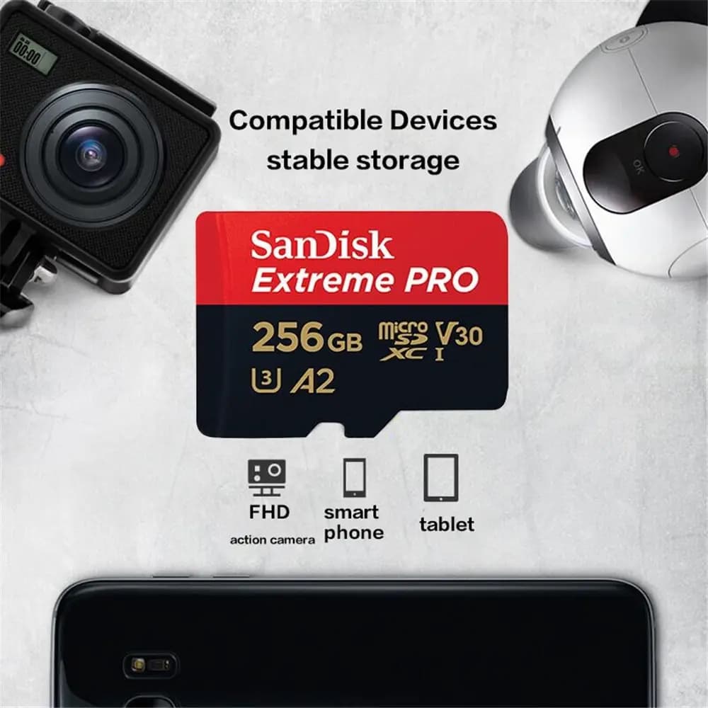 بطاقة ذاكرة SanDisk V30 Micro SD Extreme PRO بسعة 32 جيجابايت و64 جيجابايت و128 جيجابايت و256 جيجابايت و512 جيجابايت و1 تيرابايت، UHS-I، بطاقة TF بسرعة 200 ميجابايت/ثانية، C10 U3 4K لكاميرا Steam Deck - 4