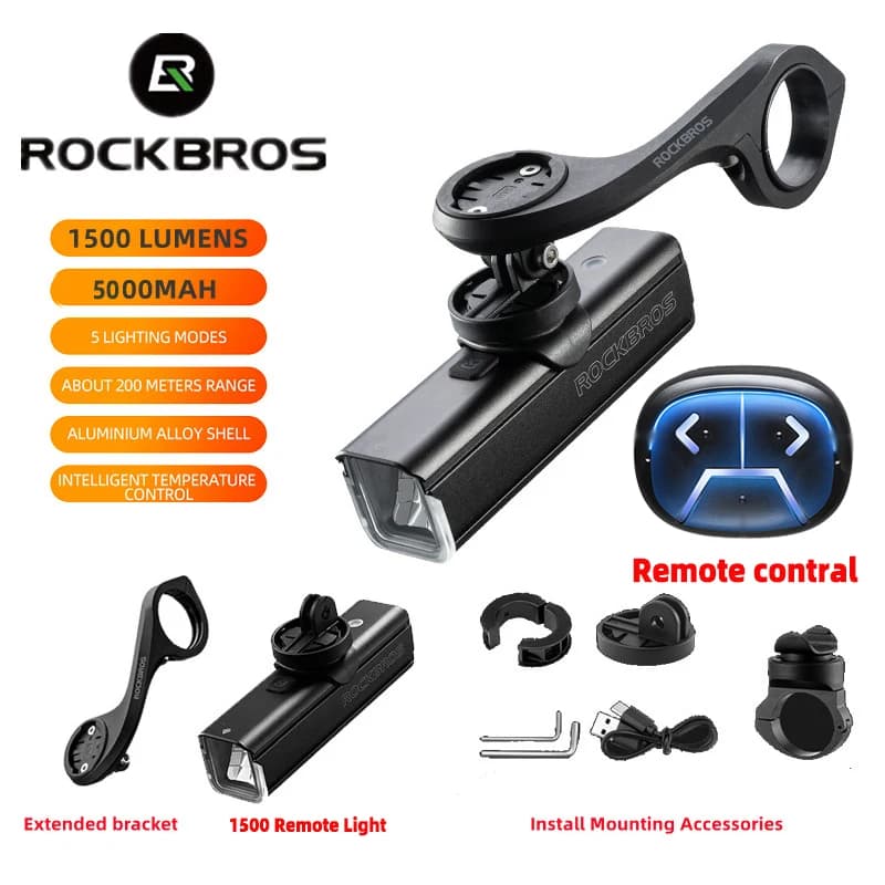 ROCKBROS إضاءة دراجة RHL1000-1500 حامل إضاءة من النايلون حامل كمبيوتر ركوب الدراجات لتركيب IGS Garmin Bryton GoPro