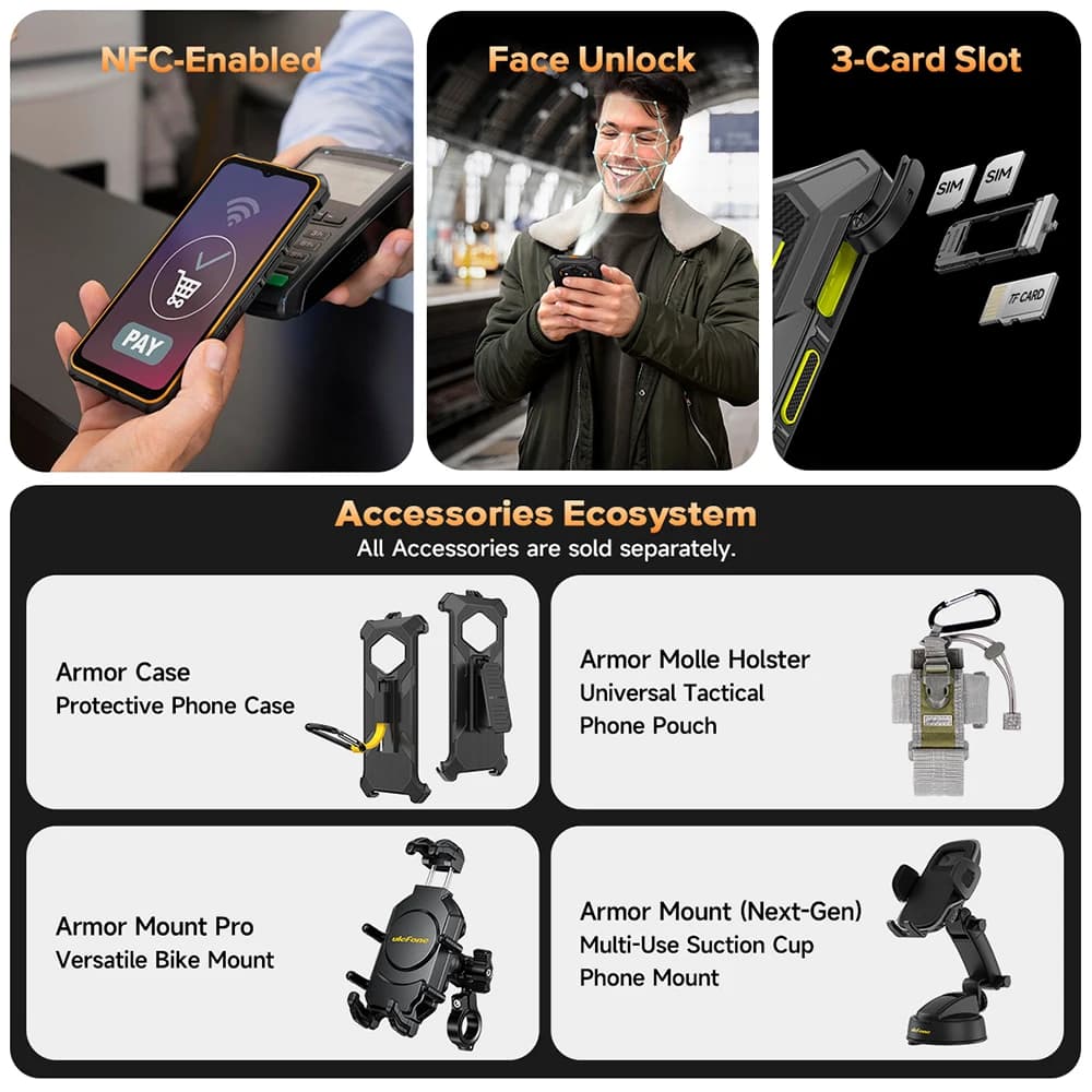 【World Premiere】Ulefone RugKing 3 Pro Rugged Phone 6.56" 120Hz 5700mAh  Android 15 Up to 16GB RAM，128GB ROM  NFC 4G  Global - 6