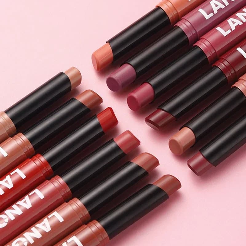 Matte Lipstick Non-Stick Cup Long-Lasting Velvet Finish Lipstick Pen Smooth Matte Lip Color Waterproof Non-Fading 12 Colors Nude - 4