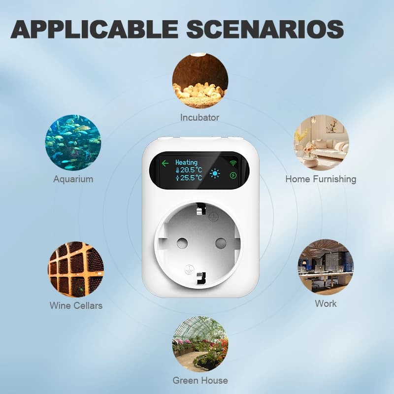 مقبس ذكي WiFi ترموستات سخان مروحة قابس حاضنة Tuya جهاز تحكم لاسلكي في درجة الحرارة للتدفئة والتبريد يعمل مع Alexa وGoogle Home - 6