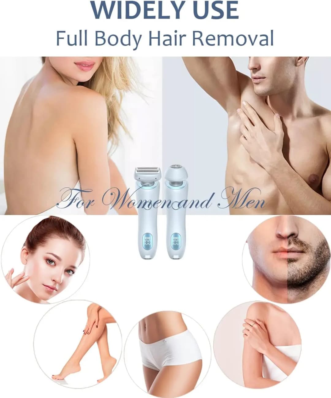 Electric Shaver for Women Painless Lady Razor Facial Hair Remover Wet and Dry Portable Bikini Trimmer for Face Armpit Legs Body - 4