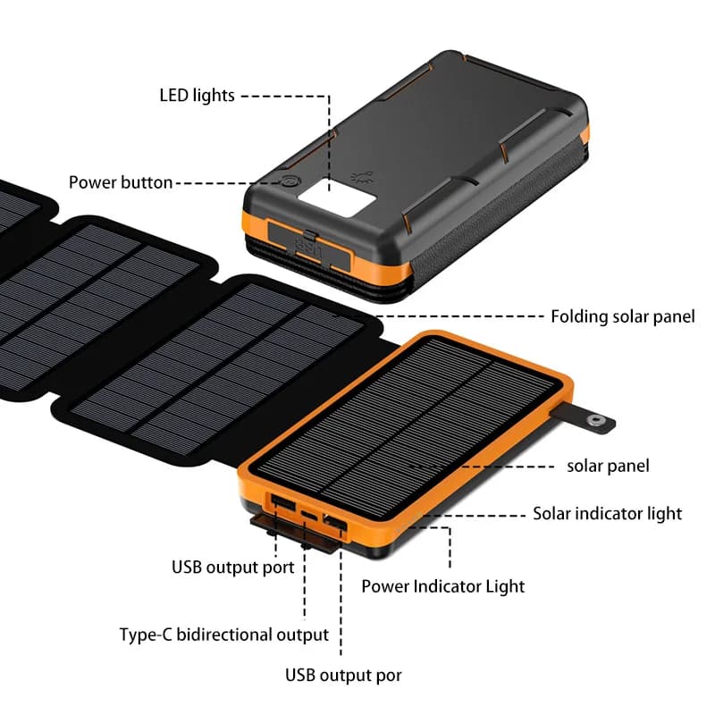 500000mAh Solar Power Bank 120W Large Capacity Super Fast Charging with Flashlight External Battery for iPhone Huawei - 6