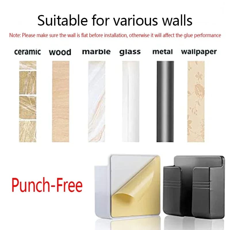 رف تخزين حائطي مع خطاف تعليق عالي الجودة من مادة ABS - حامل شاحن هاتف وجهاز تحكم عن بعد، منظم مطبخ منزلي - 5