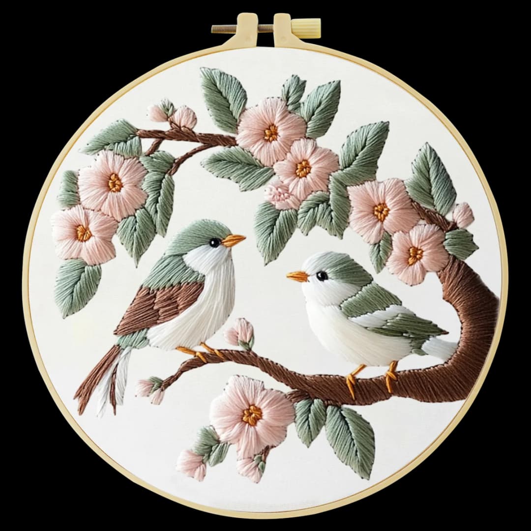 1pc 20X20CM/15X15CM 7.87/6.3inch Embroidery Starter Kit DIY kit Home Decor，Flowers and birds，Embroidery kit - 4