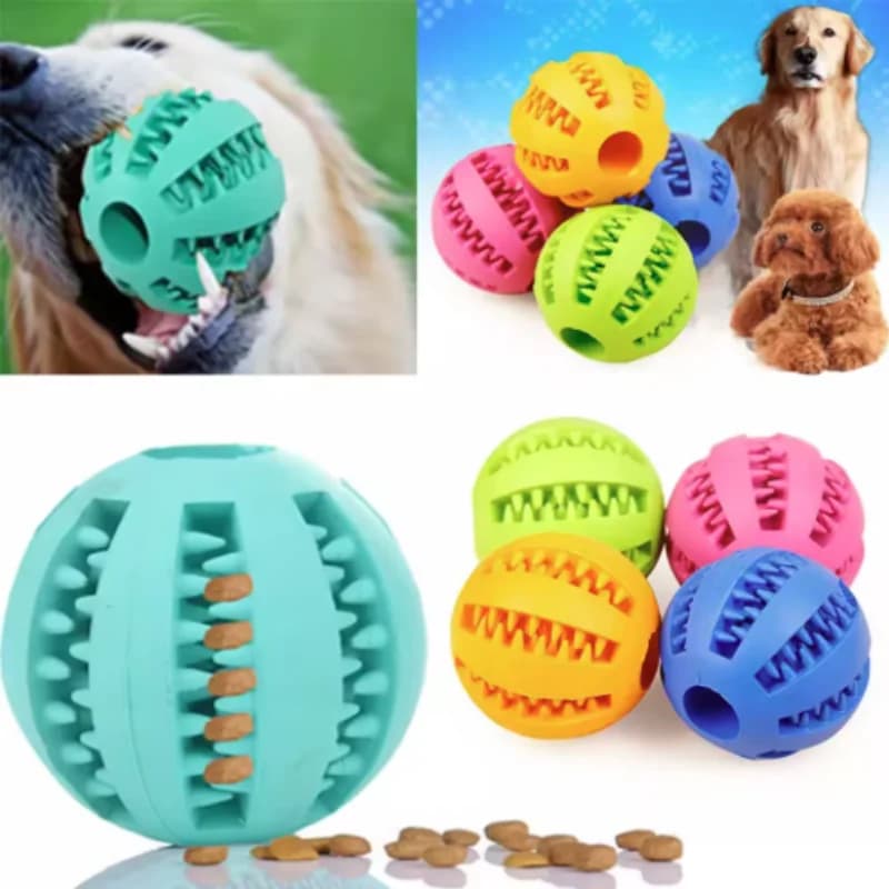 Dog Toy Ball Interactive Rubber Balls Puppy Chewing Toys Pet Tooth Cleaning Ball Cats Pets Food Treat Feeder Silicone Balls Toy - 5