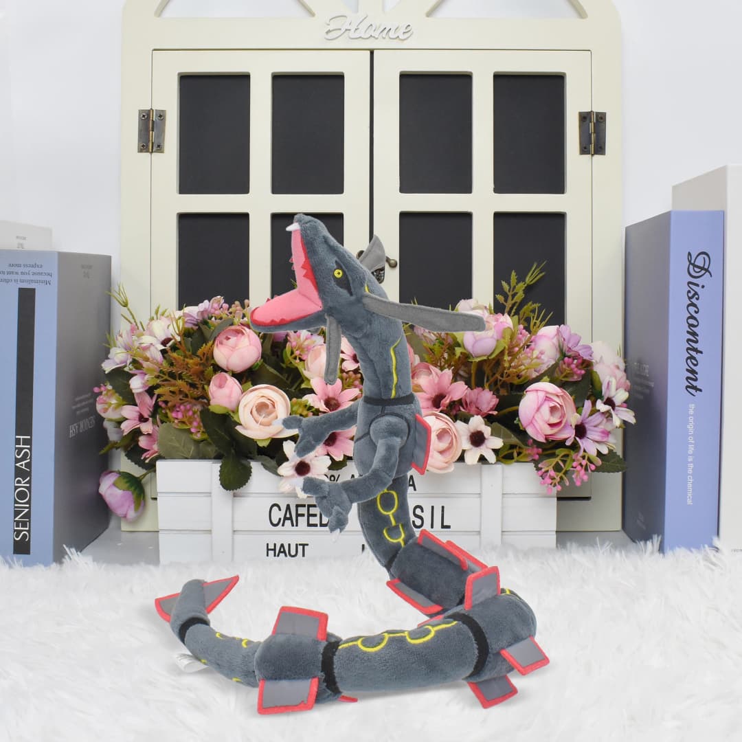 ألعاب حيوانات محشوة من القطيفة اللامعة من Rayquaza للهدايا القابلة للجمع، بلوشيز ناعم، شخصية كرتونية لطيفة باللون الأسود مقاس 12 بوصة - 2