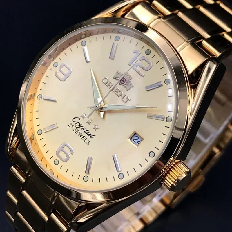 سلسلة ساعات أورينت كلاسيك أسد مزدوج ساعة رجالية حزام من الفولاذ المقاوم للصدأ فاخرة متعددة الوظائف توربيون ميكانيكي أوتوماتيكي - 4