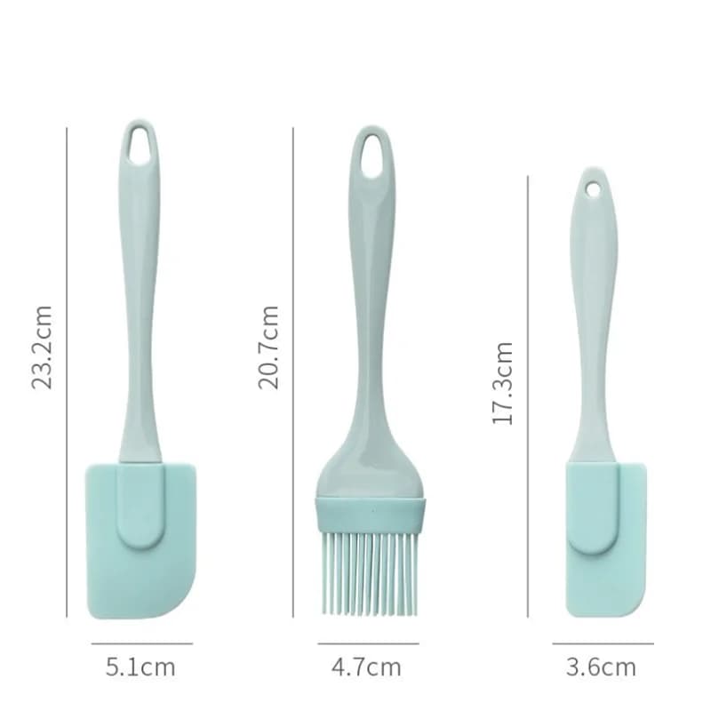 3PCS/Set Cream Scraper DIY Bread Cake Butter Spatula Mixer Oil Brush Kitchen Baking Tool Silicone Spatula Non-stick Kitchen - 3