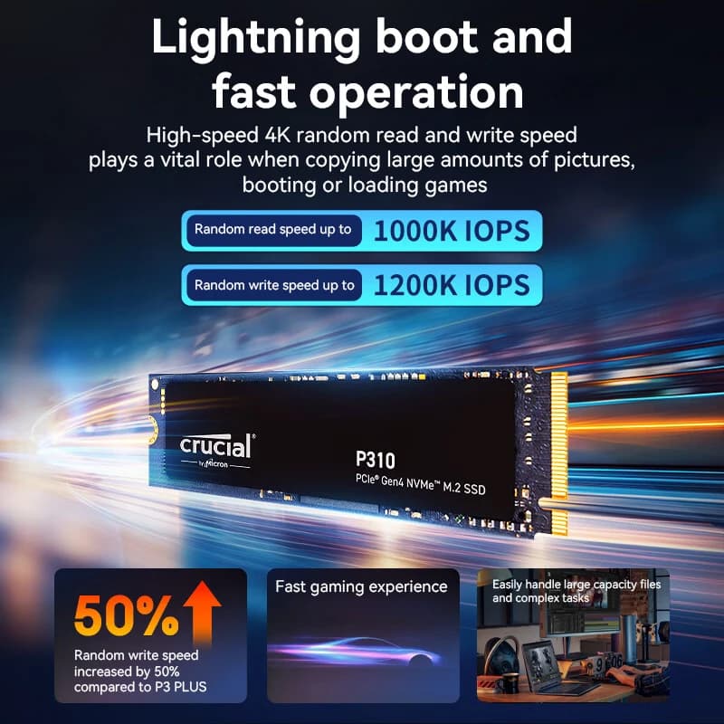 Crucial P310 SSD 1TB 2TB 4TB PCIe Gen4 NVMe M.2 2280 Up to 7,100MB/s Solid State Drive for Laptop Desktop PC Gamer - 6