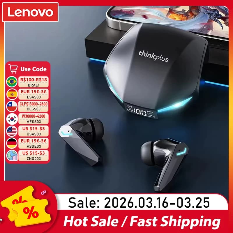 New Lenovo XT53 Wireless Upgrade Bluetooth 5.4 Earphones LED Digital Display Waterproof Headphones Low Latency Gaming Earbuds