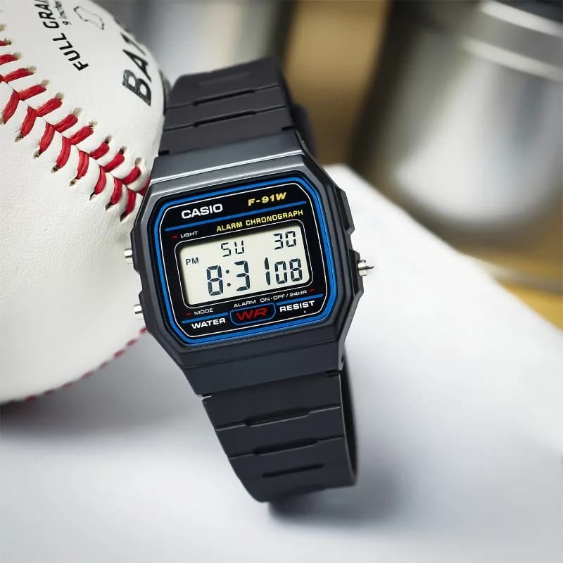Casio F-91W-1 Retro Vintage Square Watch, Lightweight 21g Resin Band 7-Year Battery LED Display Sporty Casual for Men Women - 3