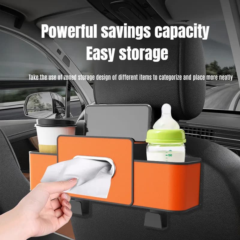 Car Backseat Hanging Seat Hook Storage Cup Holder Universal Car Interior Seat Back Organizer Multifunctional 4-in-1 Storage Box - 3