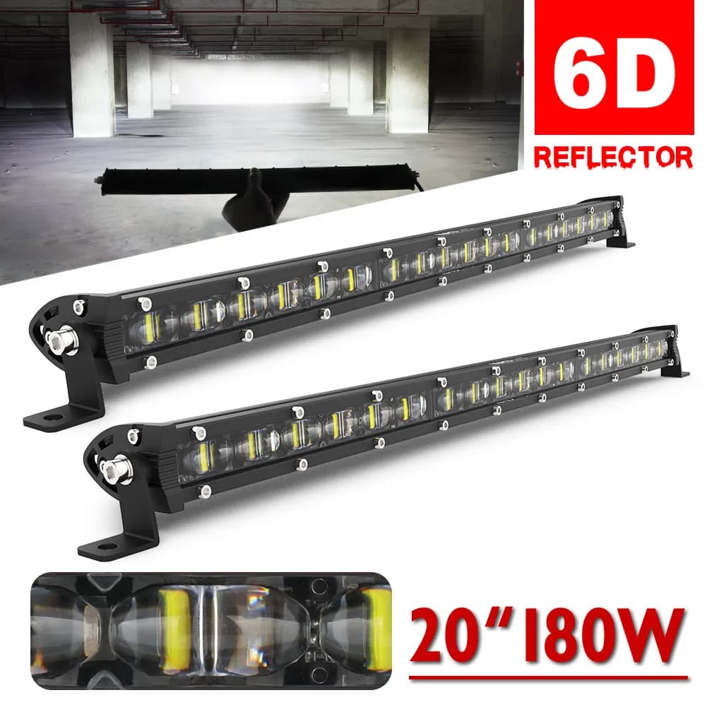 شريط إضاءة LED فائق 6D 8" 14" 20" بوصة مصباح ضباب القيادة إضاءة عمل 4x4 شريط LED للدراجات النارية الطرق الوعرة SUV ATV الجرار
