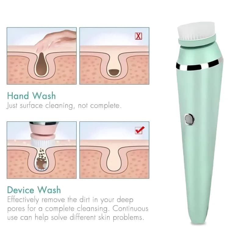 4 في 1 فرشاة تنظيف الوجه الكهربائية مقاوم للماء IPX7 جهاز تدليك الوجه لإزالة التنظيف العميق مسام الرؤوس السوداء - 3