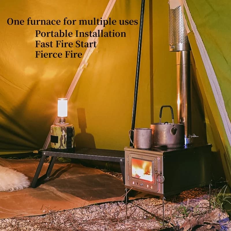 Foldable  Tent Stove Lightweight Titanium Alloy Combustion Durable Portable Foldable Charcoal Fire Wood Burning Outdoor Camping - 4