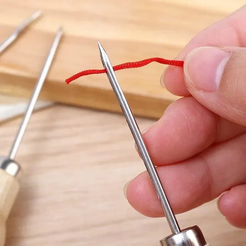 3pcs Wooden Leather Sewing Awl Tool for Handmade Stitch Leather Shoe Repair Sewing Needle DIY Craft Stitching Punching - 5