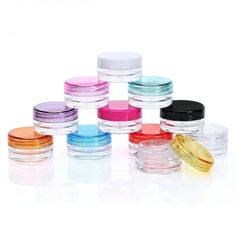 Empty Refillable Bottles 2g Travel Small Colorful Covers Clear Plastic Cosmetic Pot Jars With Lids Face Cream Lip Balm Container - 3