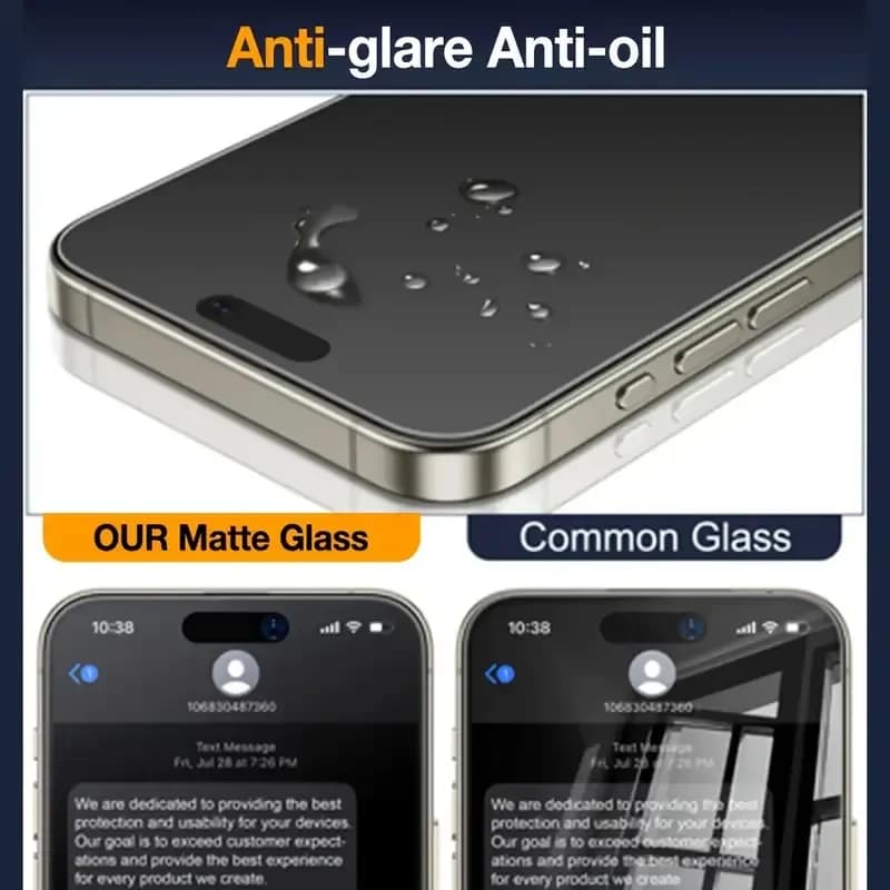 3Pcs Oleophobic Dust Free Easy Installation Matte Privacy Screen Protector for IPhone 16 15 11 12 13 14 Pro Max Plus XS 17 Glass - 4
