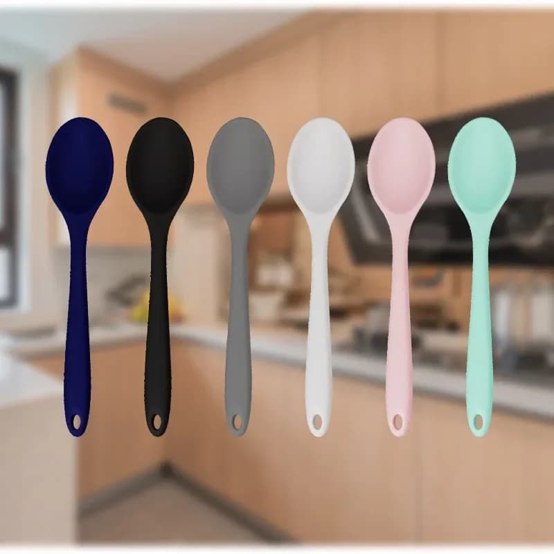 3pcs Silicone Spoon Mixing Soup Spoons Kitchen Mixing Ladle Cooking Utensils Kitchenware Tool for Stirring and Serving - 4